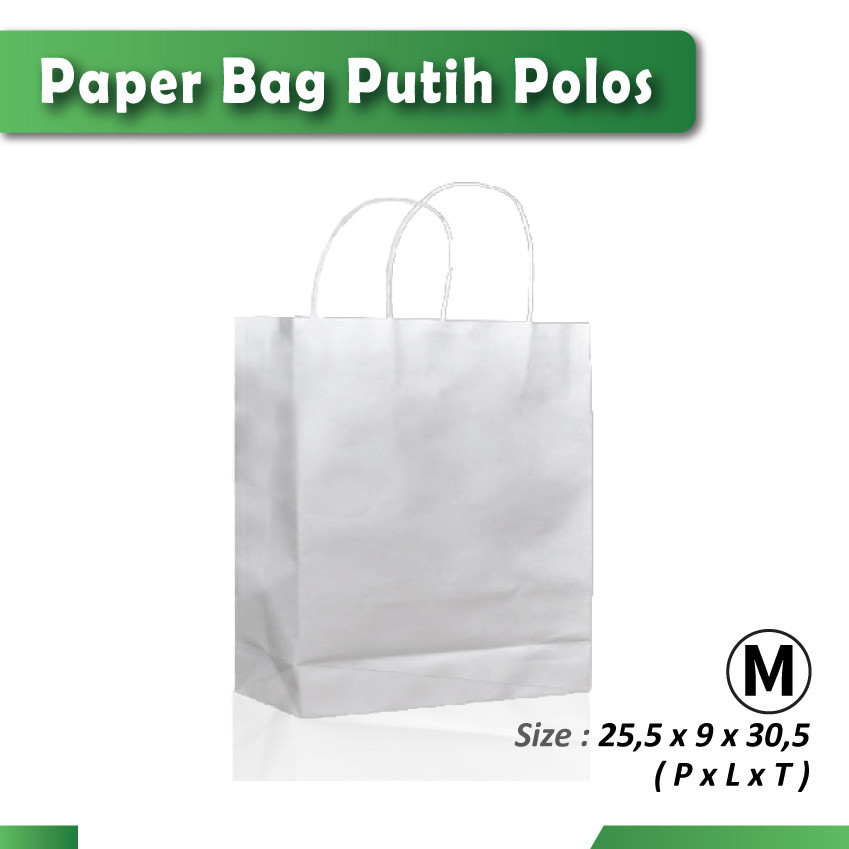 

Paper Bag - Tas Kertas - PUTIH POLOS - M - ( 20 Pcs )