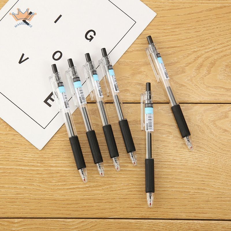 

1pc ST Head Ballpoint / Korean Style Pulpen / Tinta Gel Hitam Retractable / Portable Untuk Pelajar MK