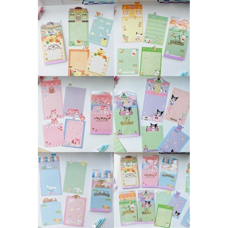 

Memo Notes Sobek Cinnamoroll Kuromi Melody Pochacco