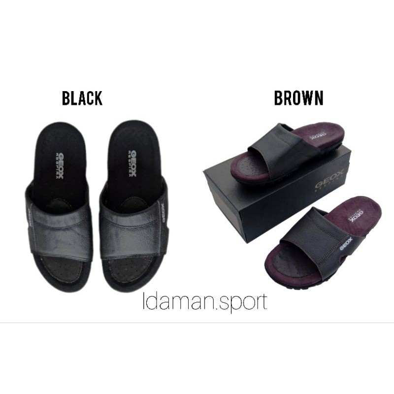 DISKON RAMADHAN Sandal Slop Kulit Pria Geox Selop on / Sendal Kulit Bapak_Bapak Ganteng Cowok slip o