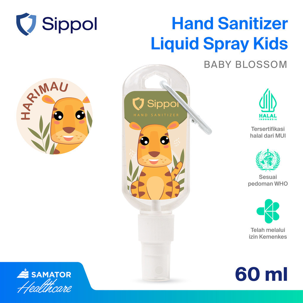 Sippol Hand Sanitizer Kids 60 ml [Baby Blossom] [Harimau] / Antiseptik Pembersih Tangan Anti Bakteri