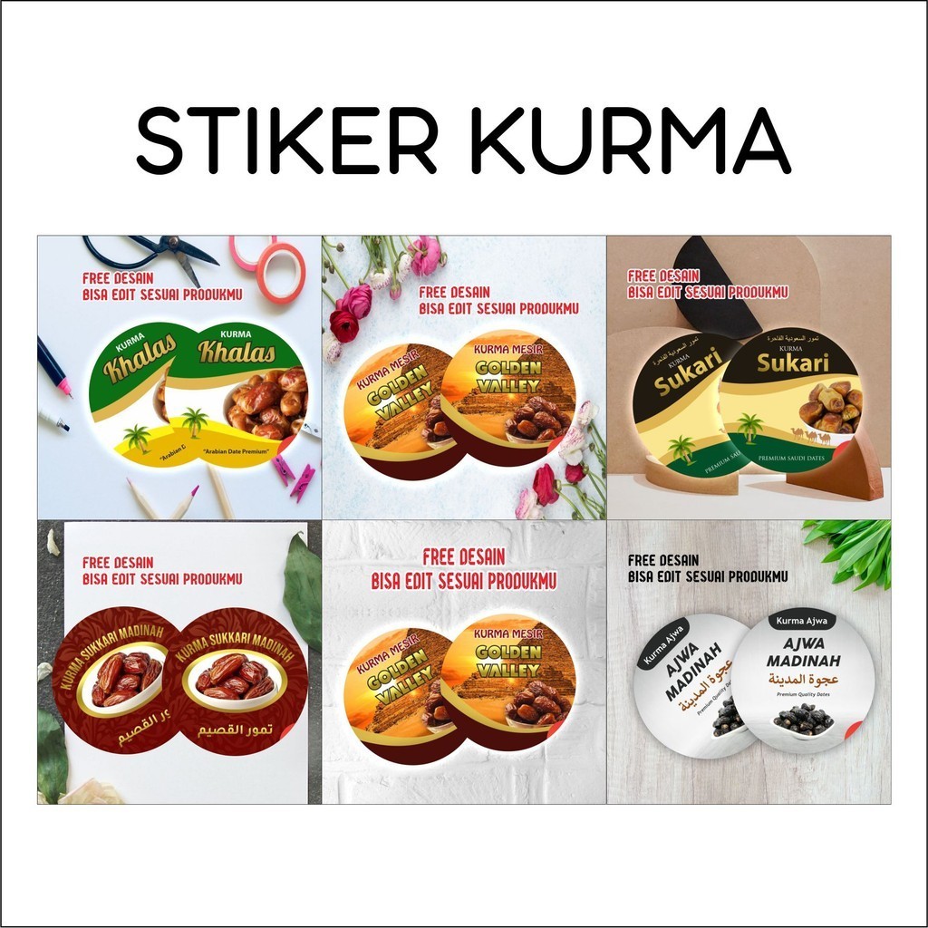 

Cetak Stiker Kurma Kurma Sukkari khalas Ajwa Cutting Cromo Bulat Print