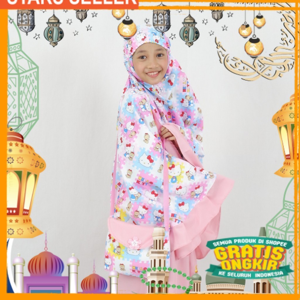 WINARLINE Mukena Anak Premium Katun / Original Cotton (Free TAS)/ Pink Dusty Fanta Merah muda