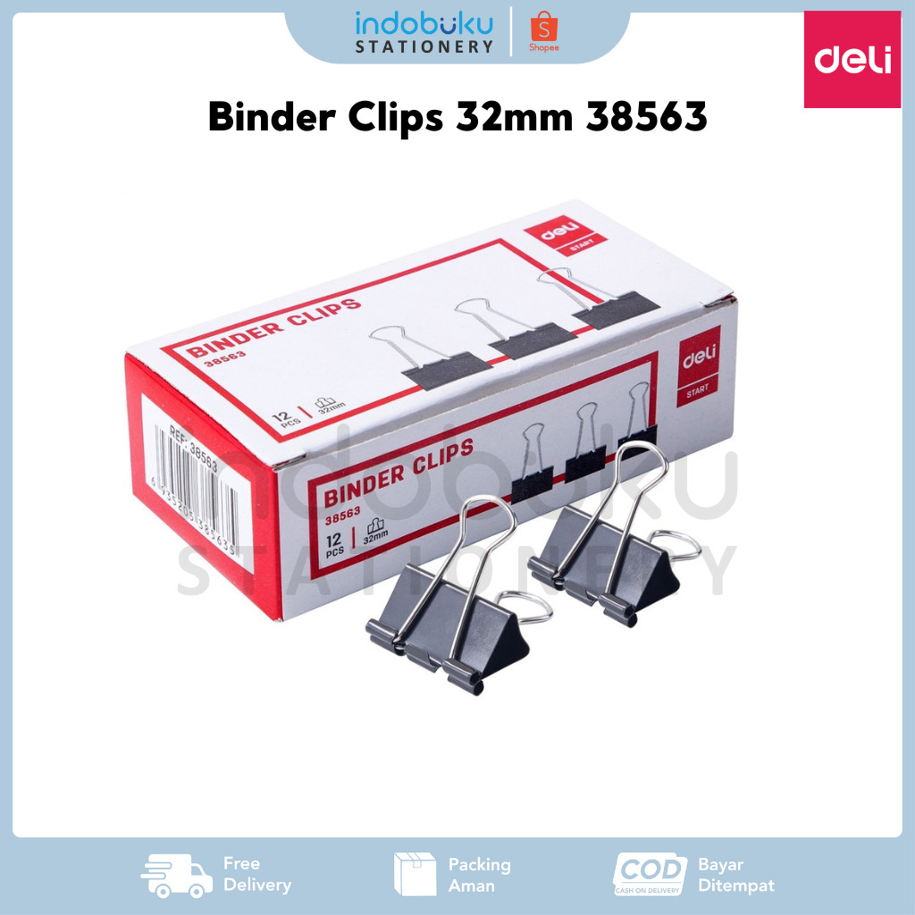 

Binder Clips Deli 32mm 38563 (1 Box Isi 12pcs)