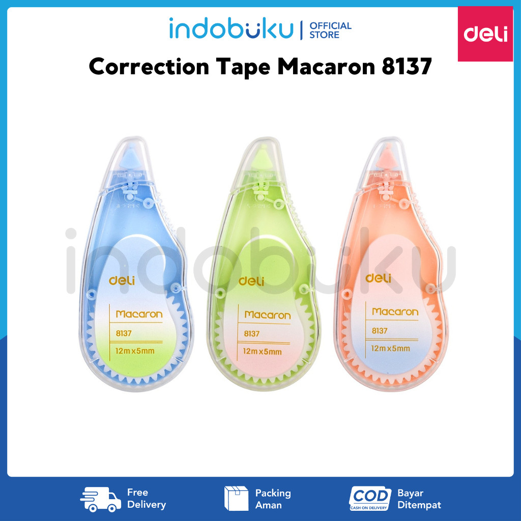 

Correction Tape Macaron Deli 12mx5mm Tipe X Pastel Deli 8137