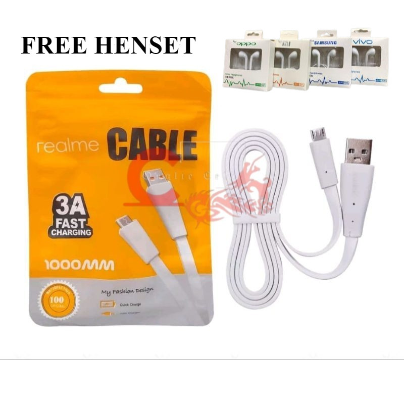 KABLE KABEL + FREE HENSET CHARGER CASAN REALME 51 5 5S ORI