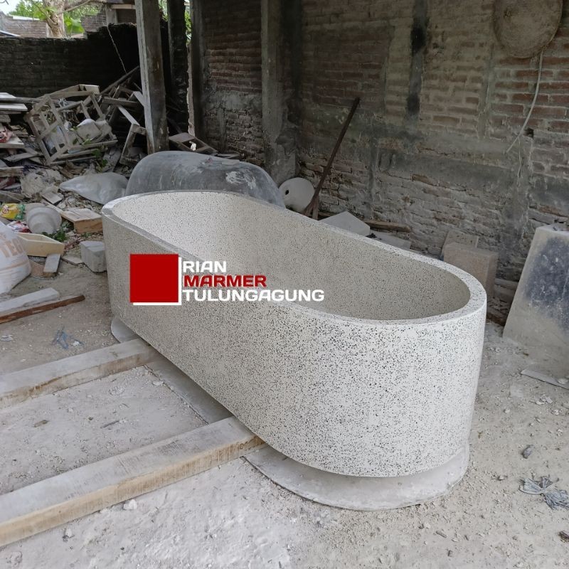 Bath tub Besar Bak mandi berendam bahan terazzo putih