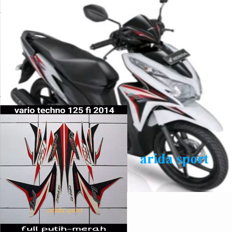 Stiker motor vario Striping    vario techno 125 fi old lama 2014 putih merah