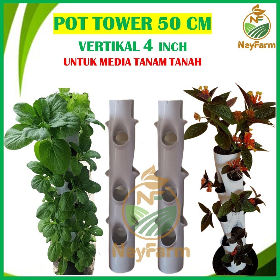 Growing Tower Pot Paralon 4 inch Tower Vertikal Garden 50 Cm