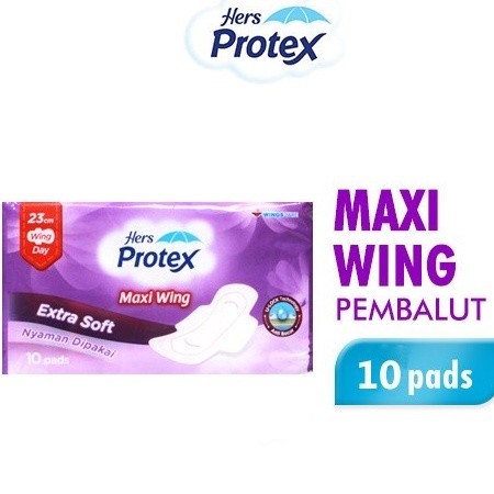HERS PROTEX MAXI WINGS  UNGU 23 CM isi 10 PADS | Hers protex extra soft 23 cm extra Maxi wings | her