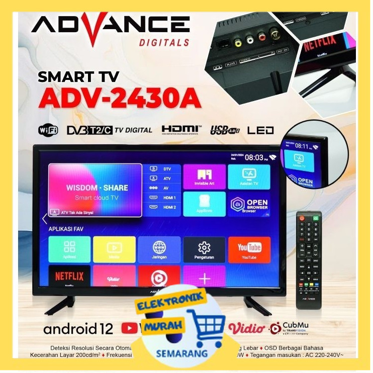 ADVANCE LED TV ANDROID 24 INCH 2430A / ANDROID TV  LED 24"