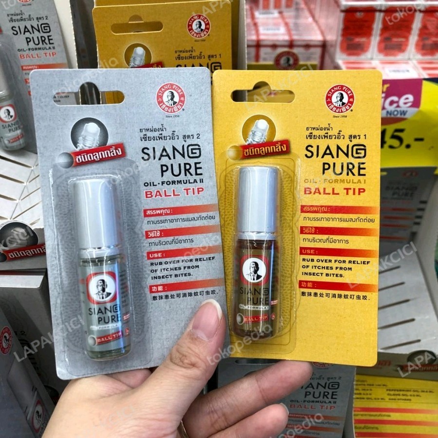 siang pure oil roll on ball tip minyak angin thailand 3cc