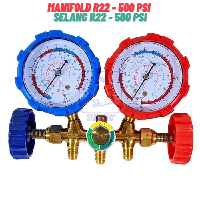 Manifold AC R22 R410 R32 + Selang R22 Starmec (Knob Plastik) Double - R22