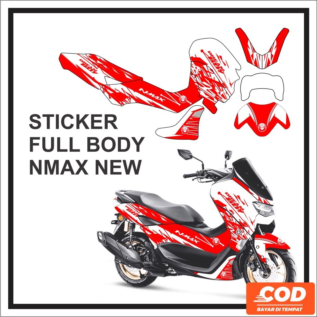 Stiker Decal Variasi Aksesoris Emblem YAMAHA All NEW NMAX CONNECTED Full Body 2021 2022 merah putih