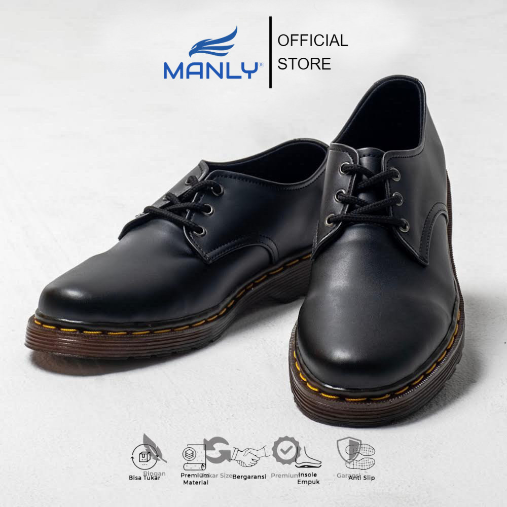 ALDEN BLACK - Sepatu Pantofel Pria Docmart Formal Derby Shoes Cowok Original Monday