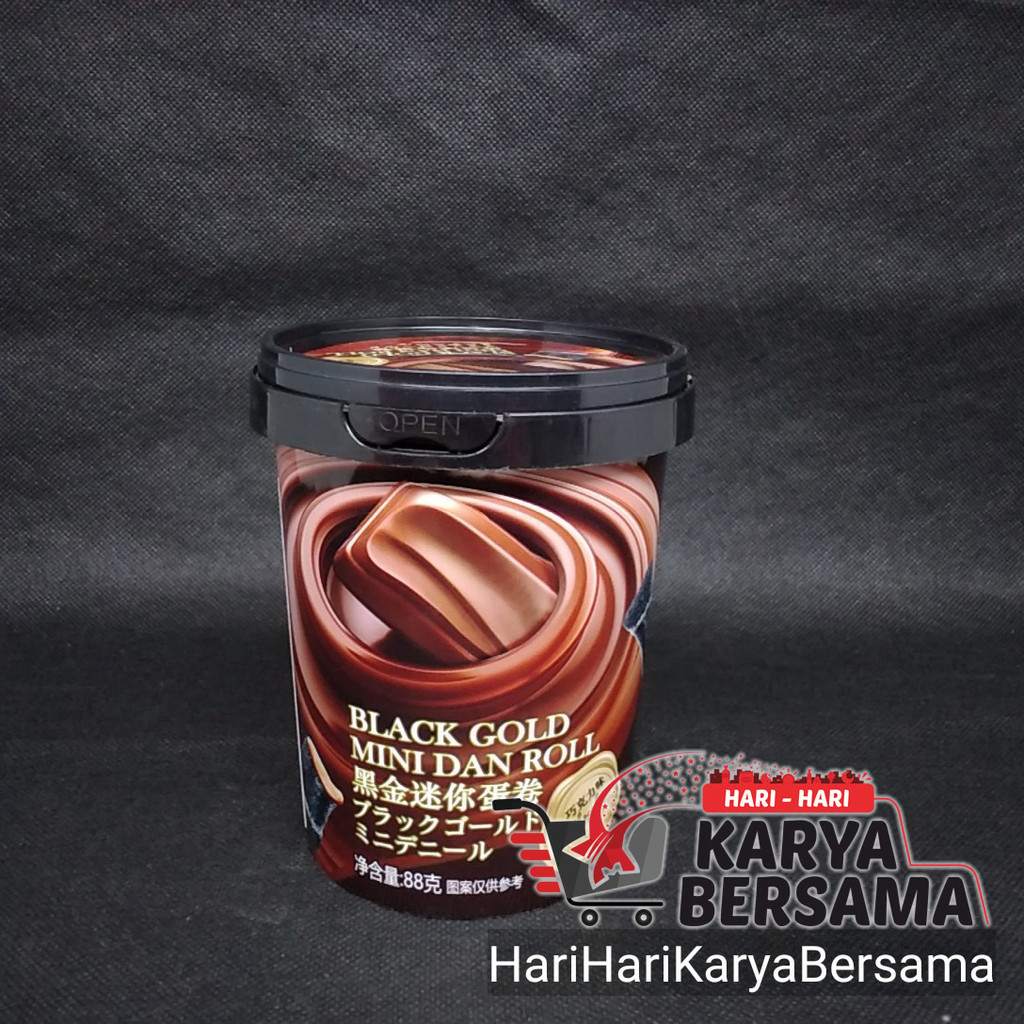 

MELUNDO BLACK GOLDEN MINI EGG ROLL CHOCOLATE FLAVOR TOPLES 88GR