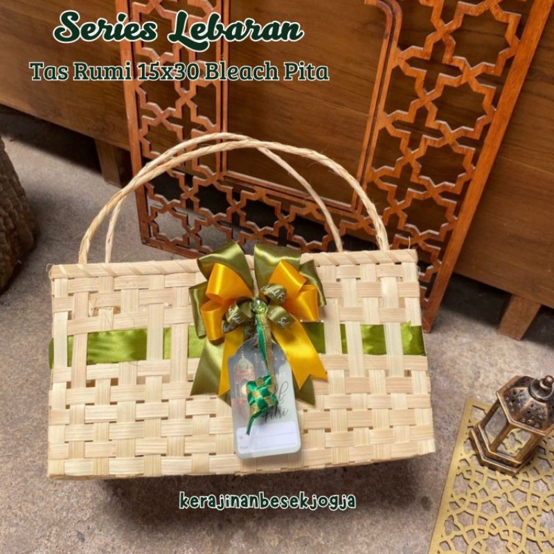 

EID MUBARAK | TAS RUMI 15X30 BLICING PITA FREE HANGTAG | tas anyaman bambu tas hampers kue kering lebaran meriah