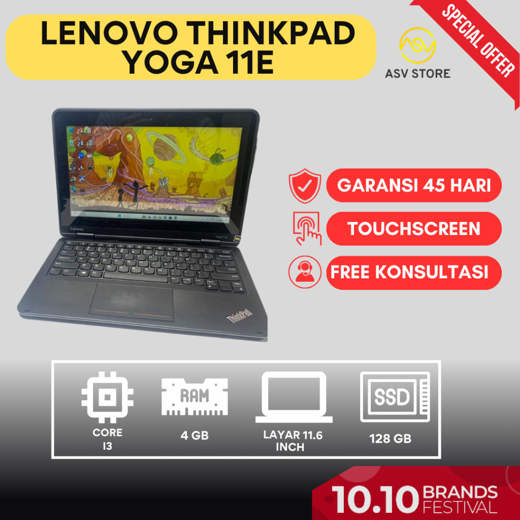 LENOVO THINKPAD YOGA 11E CORE I3 RAM 4GB SSD 128GB LAPTOP ULTRABOOK CONVERTIBLE TOUCHSREEN MURAH ORI