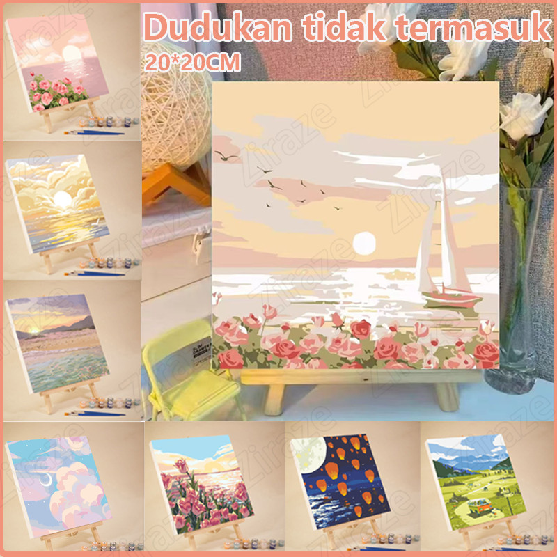 

Ready stock20x20cm - Cat Dengan Angka / Seri Alam DIY / Seri Kit Lukisan Kanvas Kit Lukis Estetika
