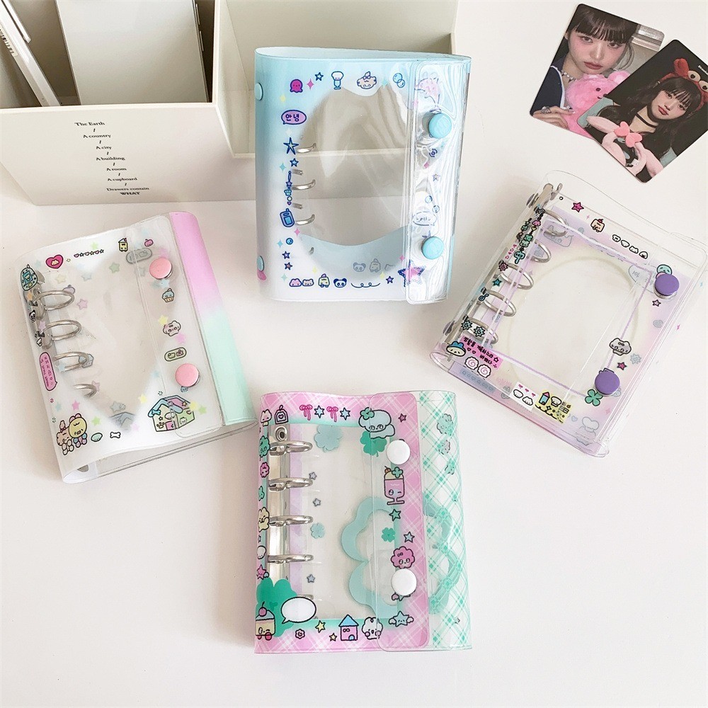 

Kawaii PVC Photo Album Double Buckle Cartoon Transparent Binder Ledger Planner Agenda Yearly Daily Weekly Notepad
