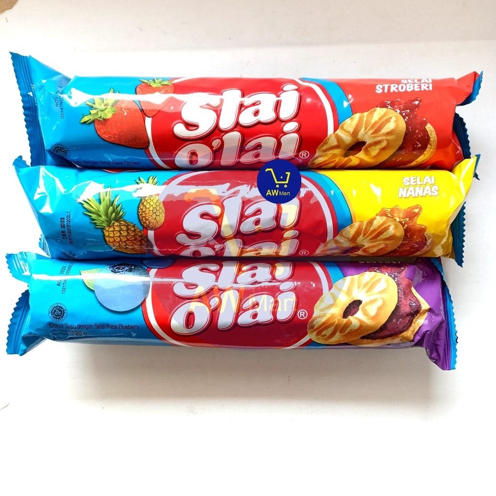 

BISKUIT SLAI OLAI 128 GRAM - RASA STROBERI & BLUEBERRY & NANAS - SLAI O'LAI 128 GRAM - SLAI O LAI 128 GRAM