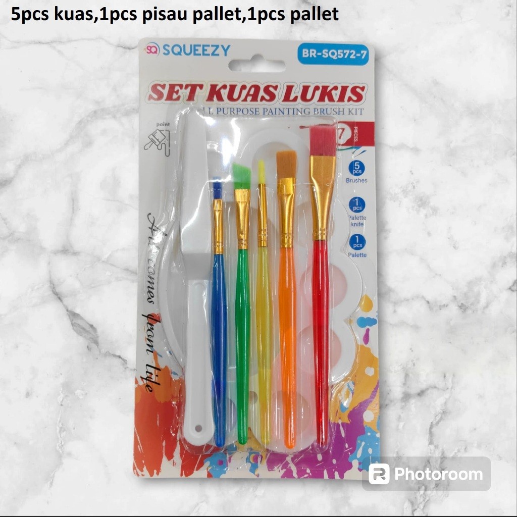 

kuas lukis/brush set + pallet + pisau pallet BR-SQ572-7