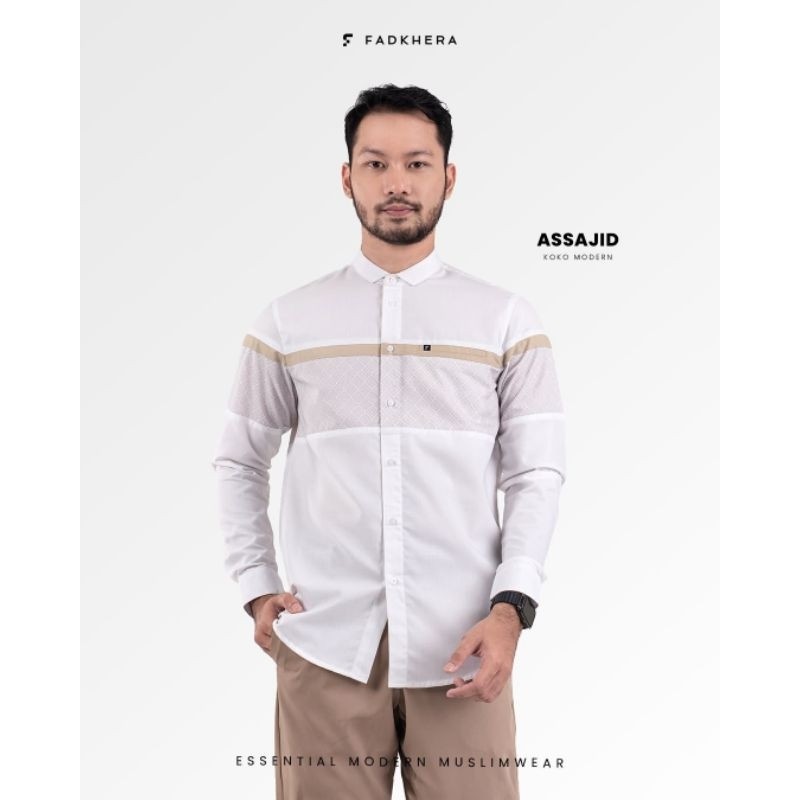 Fadkhera ASSAJID Koko Modern Kemeja Pria Putih