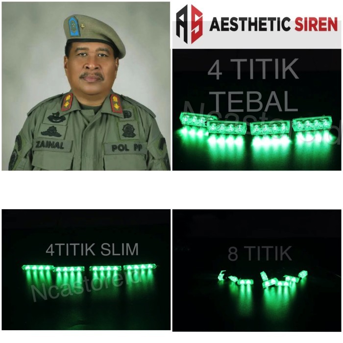 STROBO GRILL SATPOL PP HIJAU BERKUALITAS TERANG DAN BERGARANSI - 8 TITIK