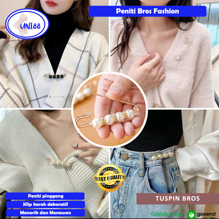 Peniti Bros Pengecil Celana Jeans Wanita Hijab Jilbab Fashion Muslim Model Mutiara Peniti Besar Peng