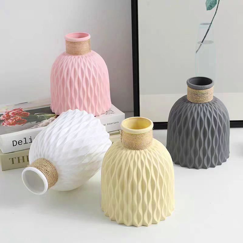 Vas plastik dengan pola pisang naga Vas bunga tanaman plastik Vas hiasan meja ruang tamu