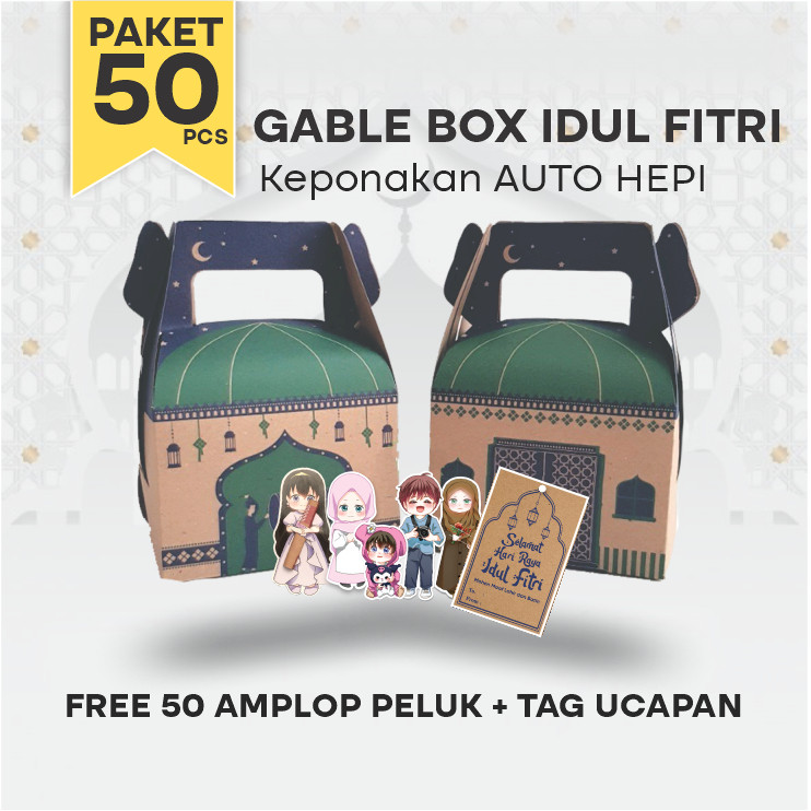 

Hampers Ramadhan Idul Fitri Kekinian Unik Murah Keren / Gable Box Lebaran Isi 50 Pcs / Box Hampers Idul Fitri / Parcel Hari Raya Prinperpack (Paket 50pcs)