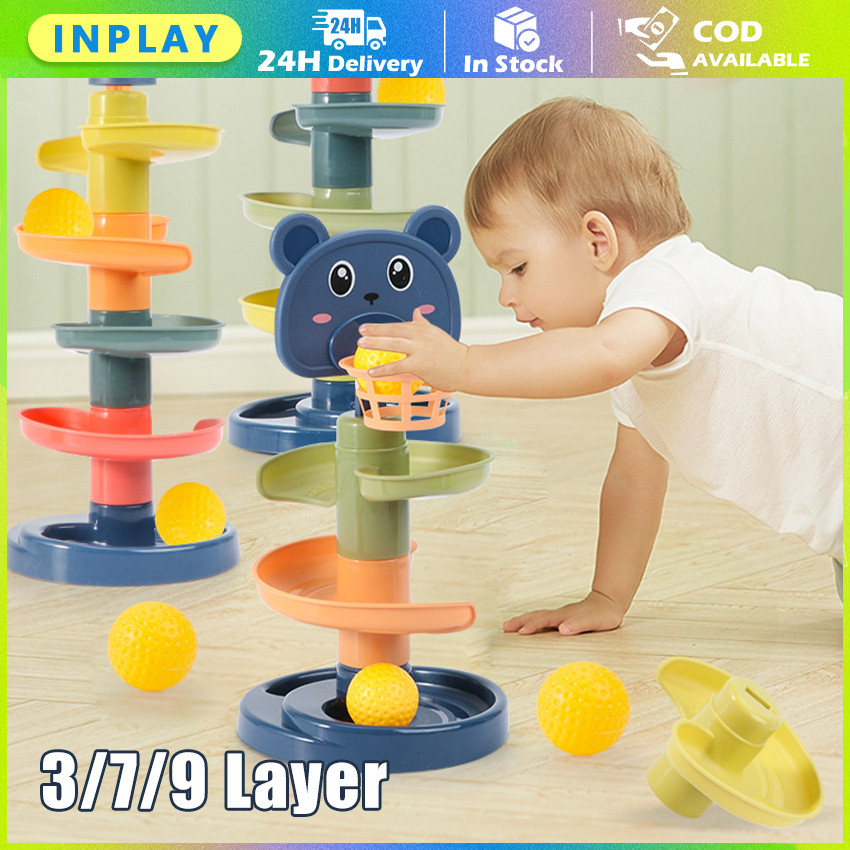 Mainan Edukasi Bayi Rolling Ball / Track Bola Kelereng 3/7/9 Tingkat / Mainan Puzzle Motorik Halus u