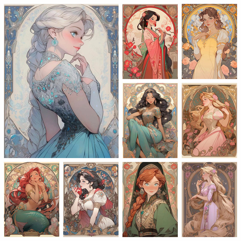 

Disney Drawing By Numbers Elsa Cartoon Pictures By Numbers Snow White Princess On Canvas Paint Kit For Adults Mermaid Wall Art