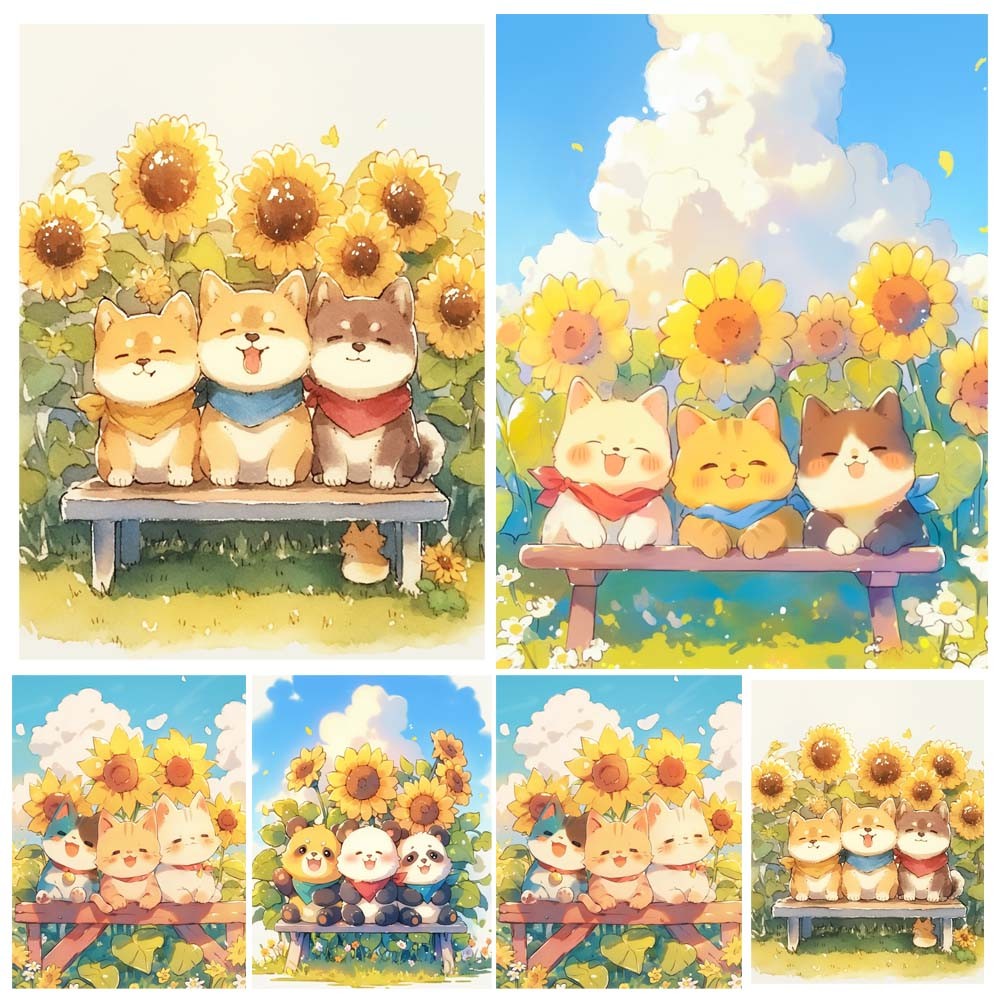 

Painting by Numbers Kit Hand Paint Sunflowers And Dogs Flowers DIY Acrylic Painting Acrylic Artwork Art Gift Home Decoration
