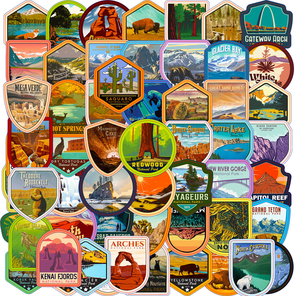 

10/30/60pcs Graffiti US National Park Stickers for DIY Scrapbooking Phone Laptop Guitar Travel Luggage Car Skateboard Helmet