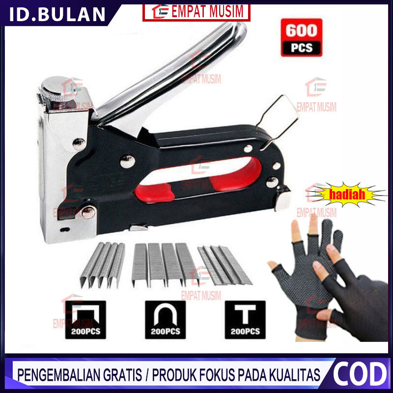 

Staple Gun/Staples Tembak 3 in 1 Chromium molybdenum Bisa 3 Jenis Staples EDL1313 /Alat Perkakas Staple Gun 3 in 1 Way Heavy Duty Staples Tembak hekter jok / Gratis 600 paku 3 In 1 Pistol Kuku Pistol Stapler Konstruksi Konstruksi Furnitur DIY Pelapis