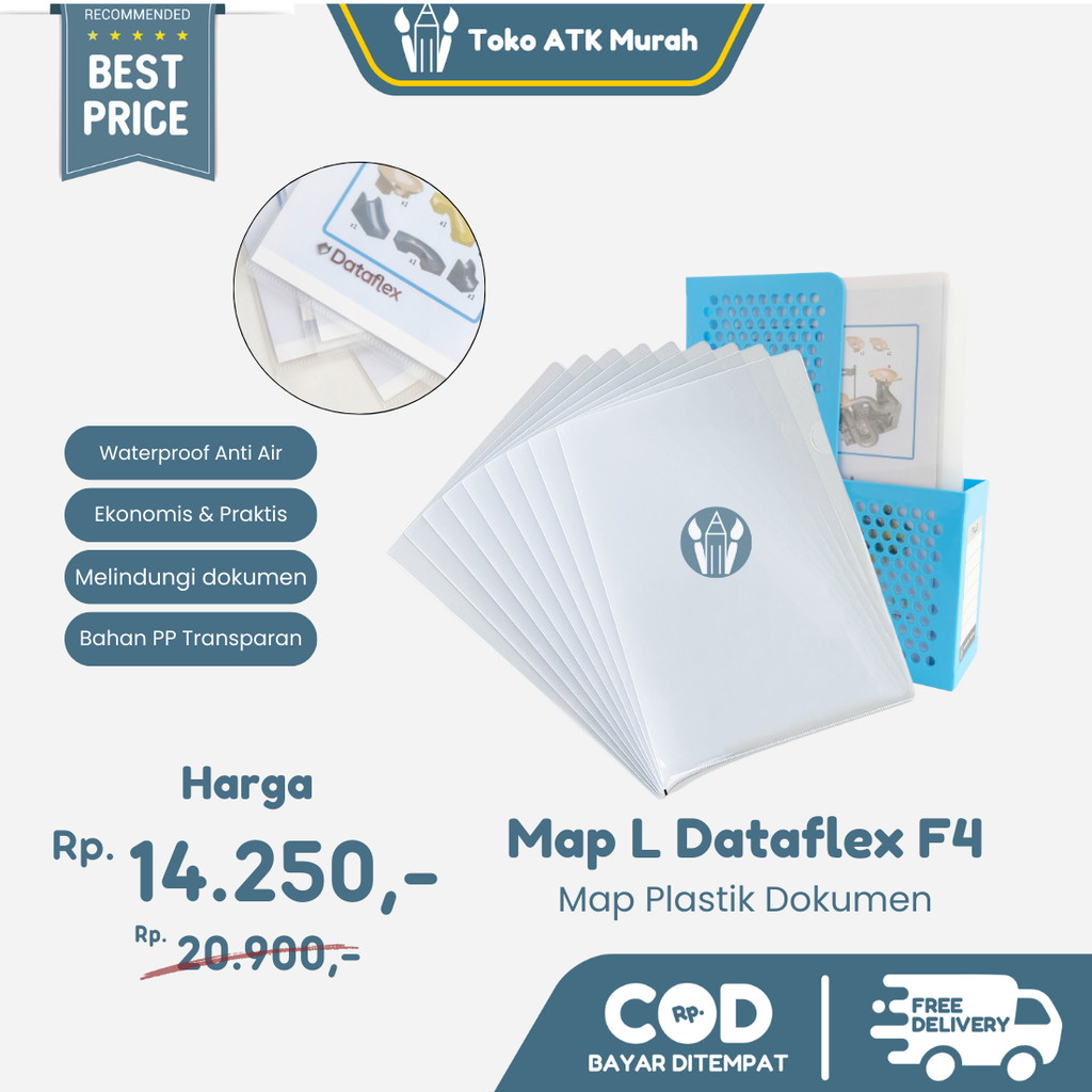 

1 PAK Map File Dokumen Data Flex Map L Folio Dataflex / clear sleeve F4 (12 Pcs)