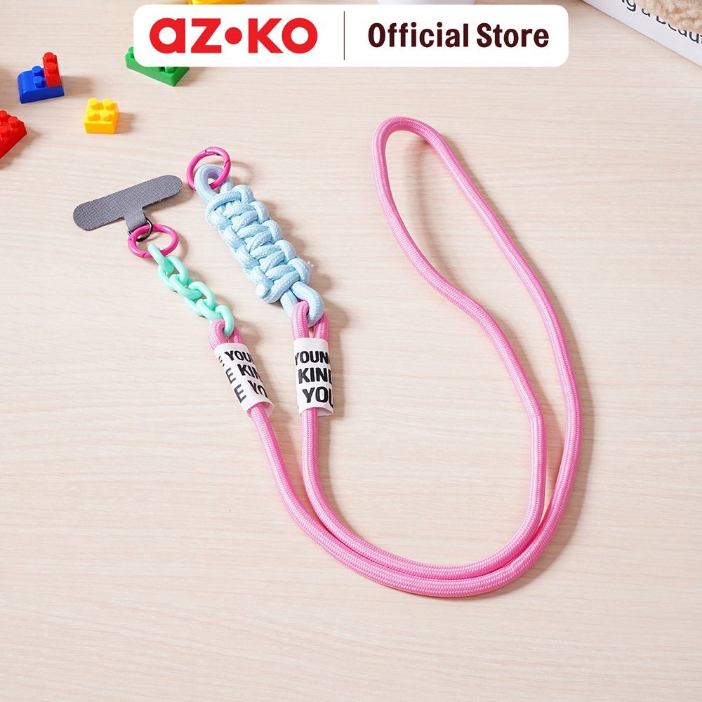 AZKO Ataru Lanyard Color Block Strap - Pink/Hijau tali leher name tag id card kartu akses gantungan 