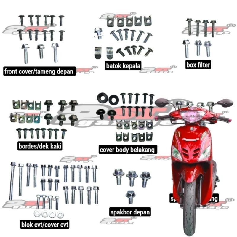Baut Body Mio Sporty Fullset/Baut Yamaha Mio Sporty Mio Lama Lengkap Full Body