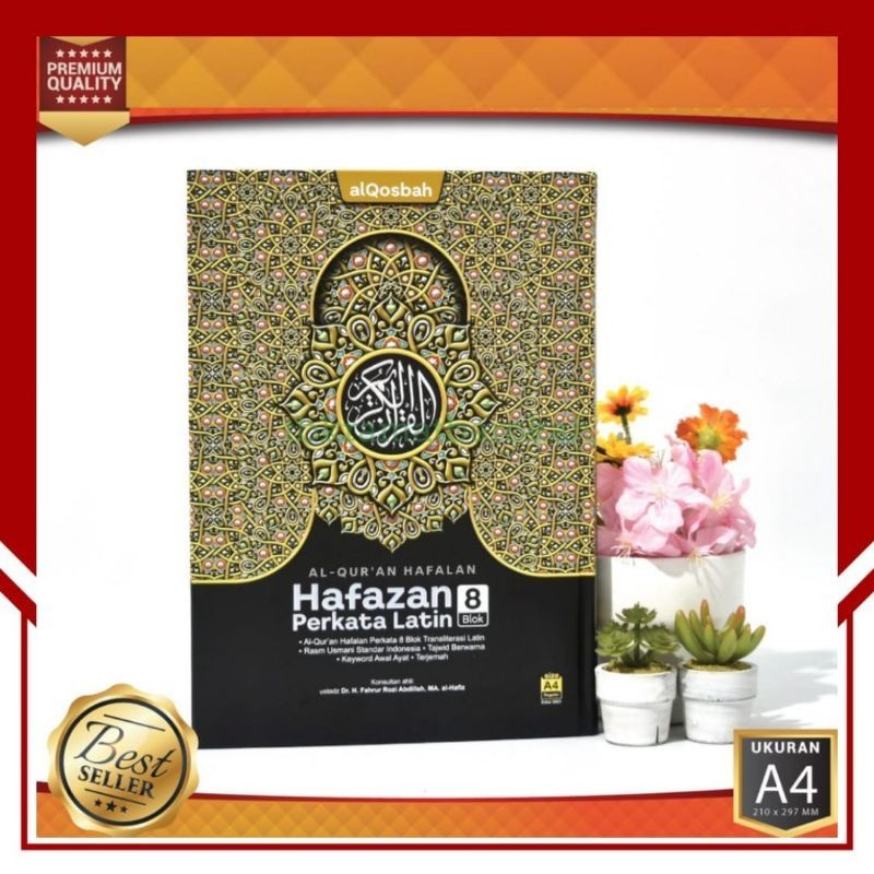 A4 | Al Quran Hafalan Hafazan Perkata Latin 8 Blok Ukuran A4 Cover Metalizing QPP Full Color | Hafaz