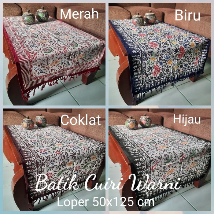 Taplak Meja Tamu Batik Persegi Panjang 50x120 cm - Merah