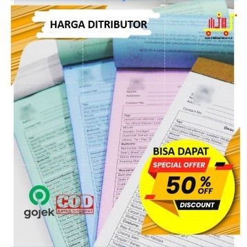 

Baru Cetak Nota A6 atau F6 Kertas NCR Custom / Kuitansi / Surat Jalan / Faktur - (Harga per buku) Murah