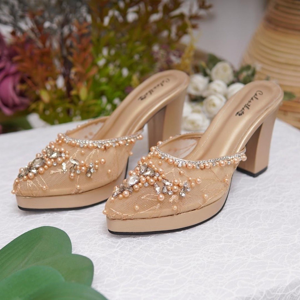 Deu_Calantha Wedding Shoes Sepatu Pesta Payet Lynelle 9 cm Platform 2 cm