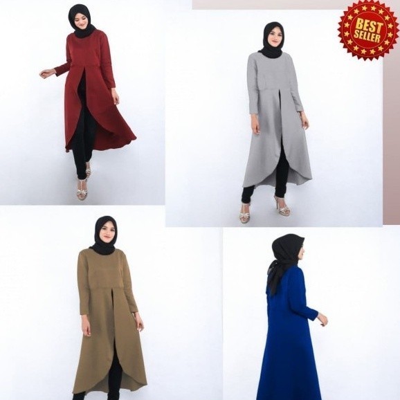 Dress muslimah terkini Zahra - Atasan Wanita Polo Linen Termurah| sally scarf Lenka DRESS SET Hijab 