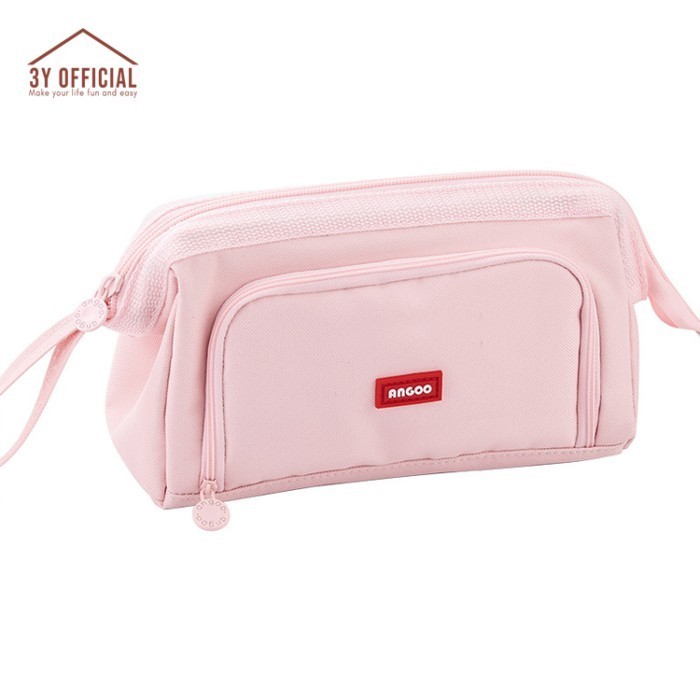 

PROMO!! -3Y Angoo double layer macaron kotak pensil kapasitas besar pencil case - Hitam