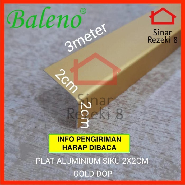 Plat Aluminium Siku L GOLD DOFF 20 x 20 Baleno / List Edging Lis