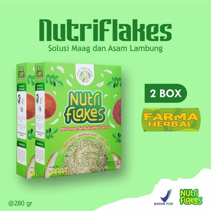 

100% ASLI Nutriflakes Sereal Umbi Garut Paket 2 Box Untuk Asam Lambung Gerd Maag Mag Diet Turunkan Berat Badan Original