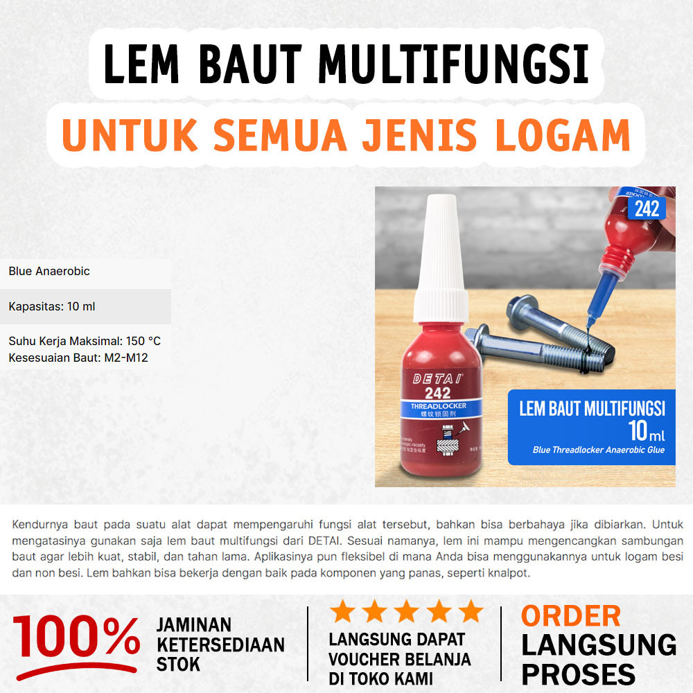 

Cairan Liquid Threadlocker Blue Anaerobic Adhesive Sealant Super Glue 10ml