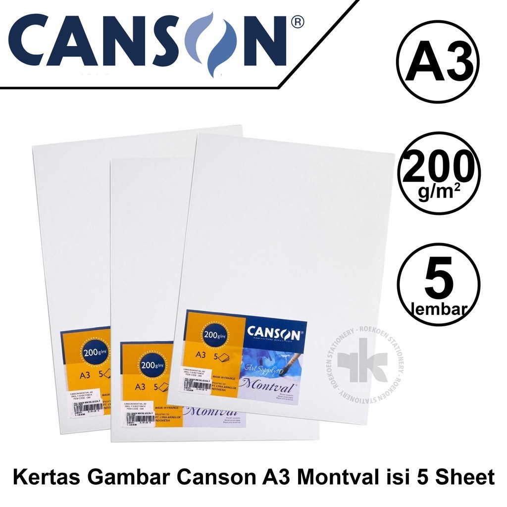 

Canson Montval Kertas Gambar A3 Watercolour 200gsm (5 Sheets) C04