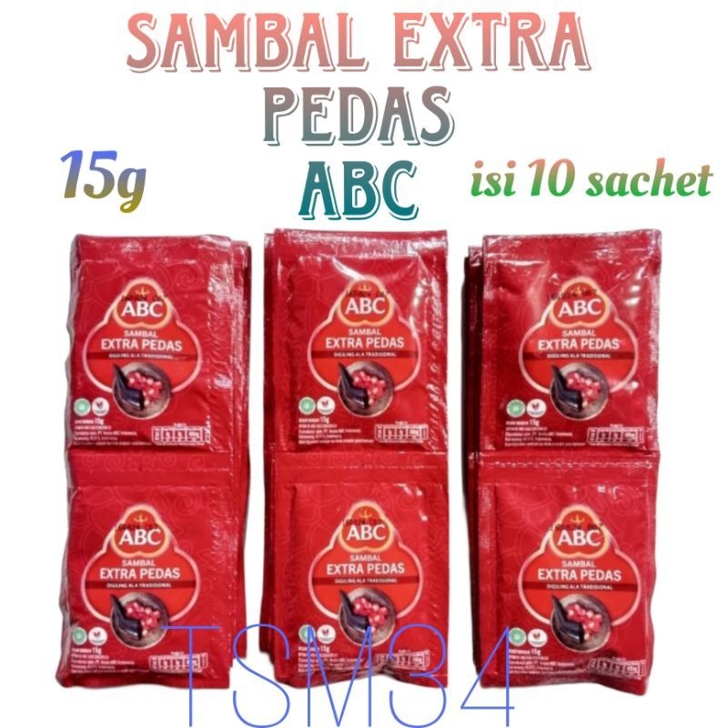 

sambal extra pedas ABC sachet isi 10sachet / 1renceng